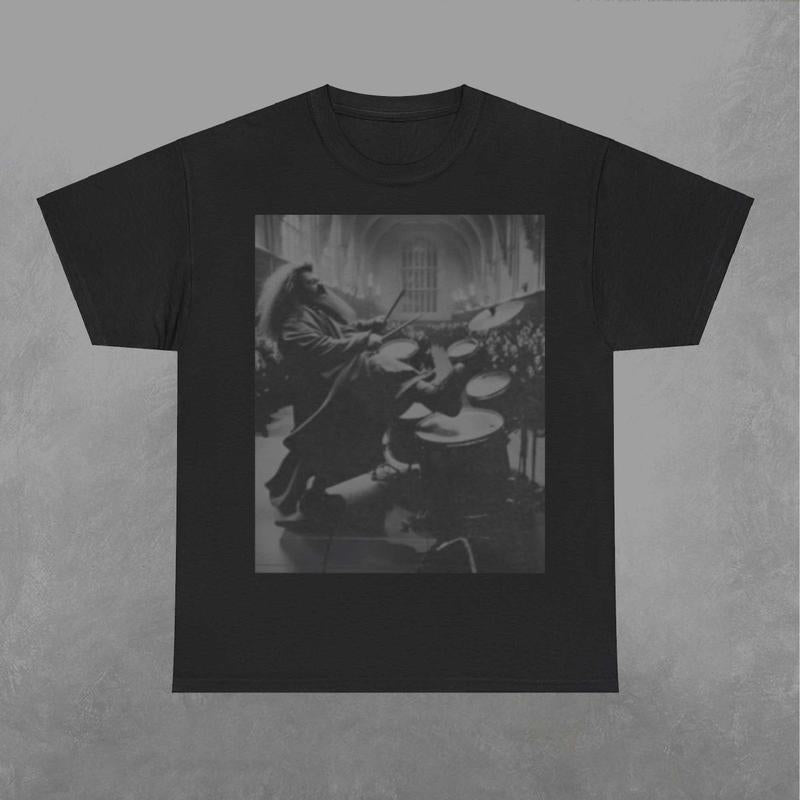 Hagrid is playing a set of drums Shirt, Hagrid Shirt, Harry Potter Sweatshirt, Movie Graphic Shirt Classic Fabric