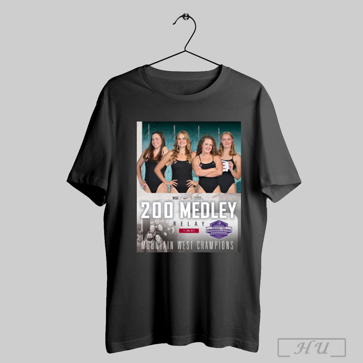 Trendy Wsu Cougar Swimming Rauchholz Lundgren Lewis And Revitt 200 Medley Relay Mountain West Champions Poster T Shirt Sweatshirt