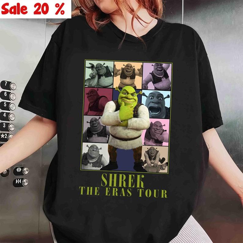 Shrek Eras Tour Funny T-Shirt, Fiona and Shrek Musical Graphic Tee, Captivating Pop Culture Gift for Meme Lovers and Unisex Trends