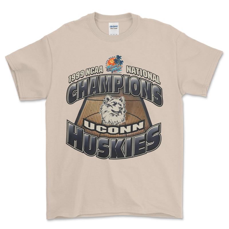 1999 Uconn Huskies NCAA Final Four T-Shirt, graphic vintage sports tees for men