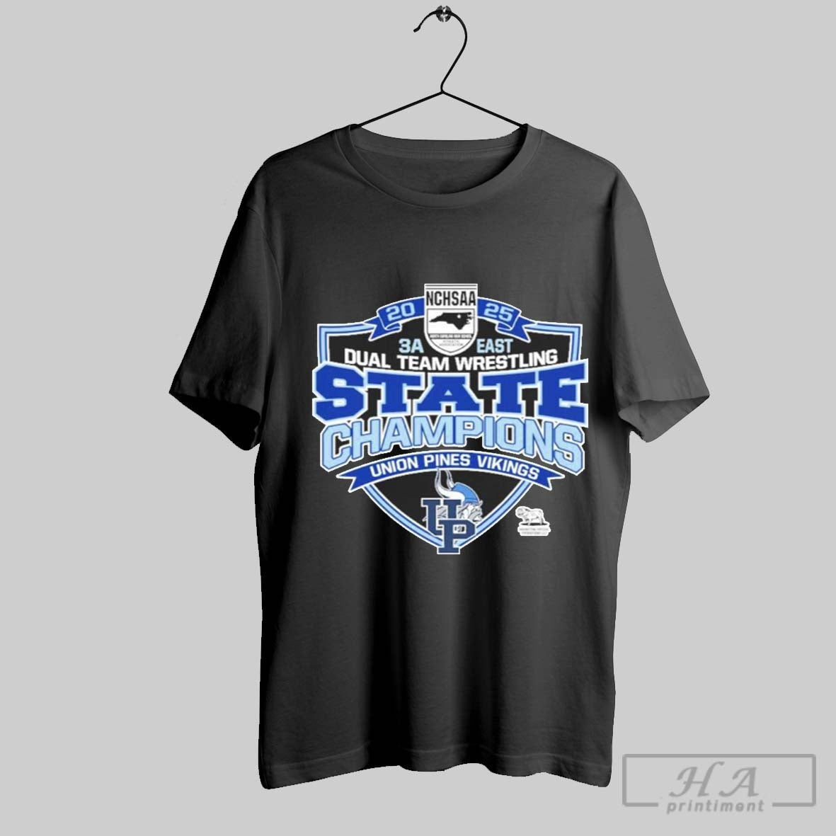 Union Pines Vikings 2025 Nchsaa Dual Team Wrestling 3a East State Champions Shirt