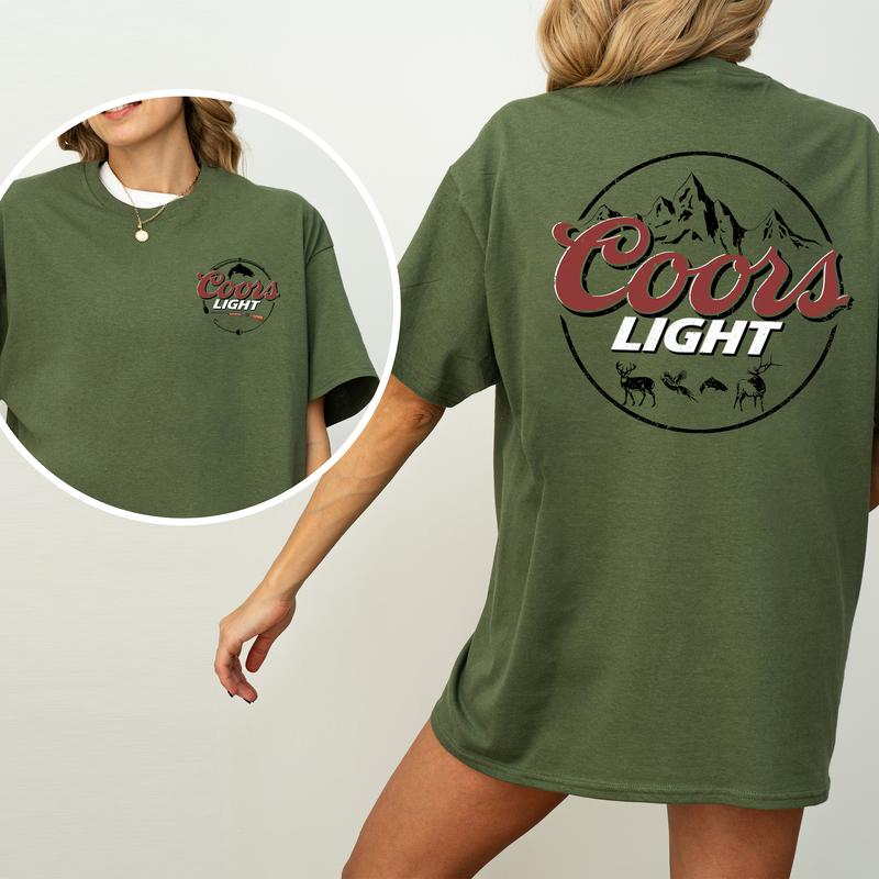 Vintage Coors Light Hunting Shirt 2-Sided, Coors Light Beer Graphic Printed Tee, Pheasant Deer Hunting Tshirt, Retro Outdoor Fishing Shirt, Soft Cotto