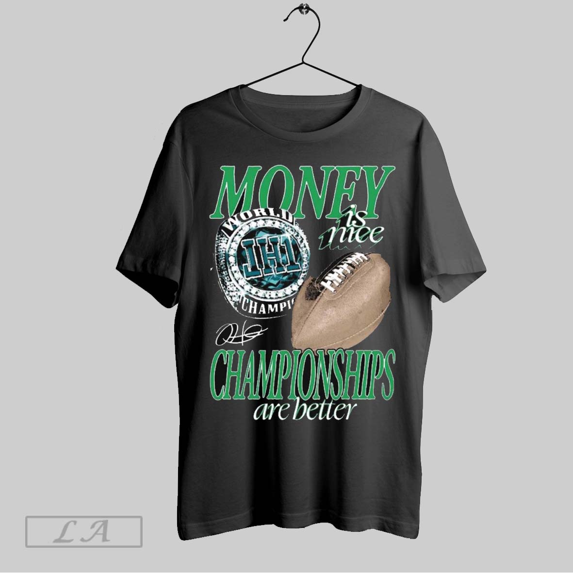 Top Saquon Barkley Money Is Nice Championships Are Better Eagles Win Chiefs 2025 Super Bowl Lix Signature Unisex Sweatshirt T Shirt