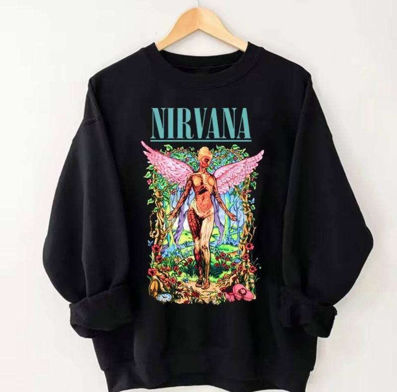 NIRVANA Angel Sweatshirt, Nirvana Band Sweatshirt, Music Lover's Sweatshirt, Gift For Her, 90s T-shirt Vintage Aesthetic, Y2K Clothing, Y2K Fashion, P
