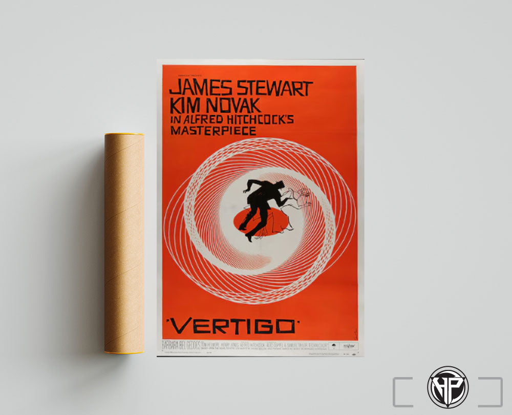 Vintage Vertigo Movie Poster, Retro Film Poster, Alfred Hitchcock Movie Wall Art, Cool Home Decor