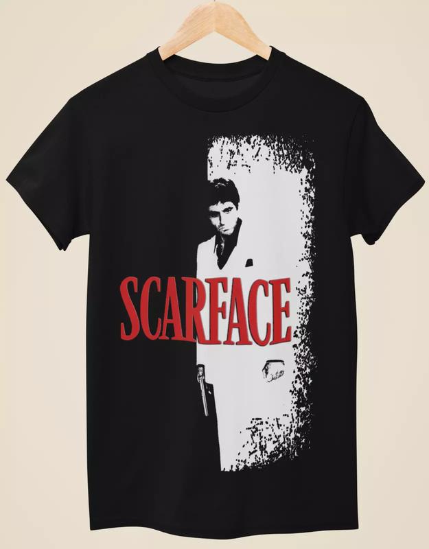 Hot Scarface Cotton T-shirt Movie Poster Inspired Unisex Black T-Shirt