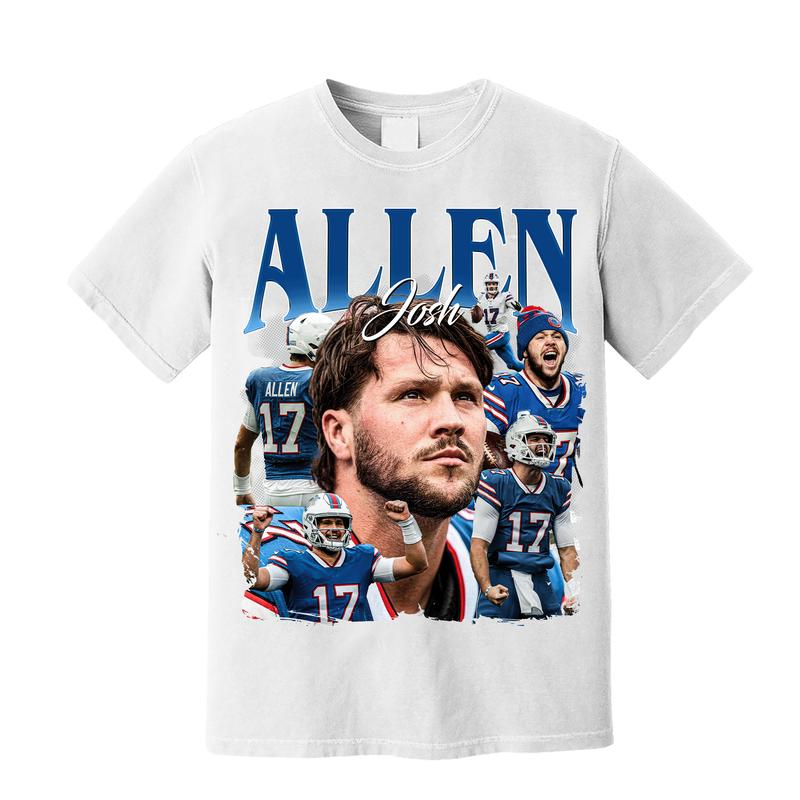 Vintage J0sh Allen T-Shirt, American Football Shirt, Vintage Design 90s Graphic Tee Football, Perfect for Fans of Buffalo, Gildan Full Size Color