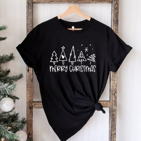 Christmas Trees T-Shirt, Shirts For Women, Christmas Tee, Cute Christmas Shirts, Holiday Tee