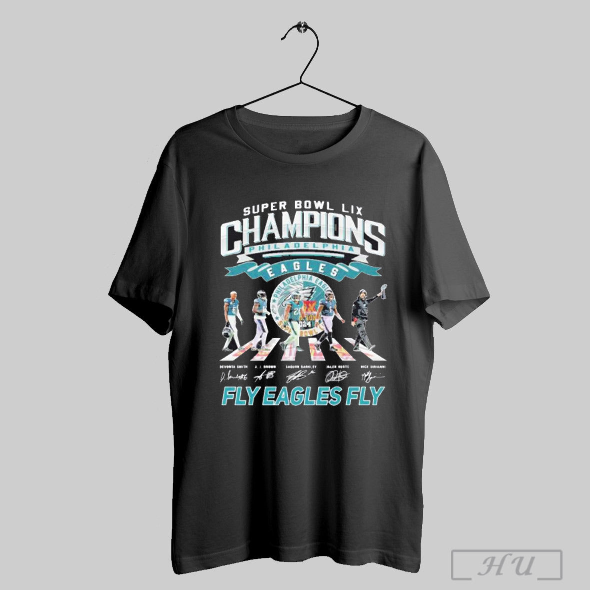 Trendy Philadelphia Eagles Abbey Road Super Bowl Lix Champions Fly Eagles Fly Signatures T Shirts Sweatshirt