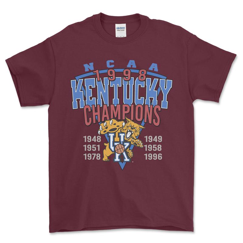 1998 NCAA Kentucky Champions T-Shirt, graphic vintage sports tees for men
