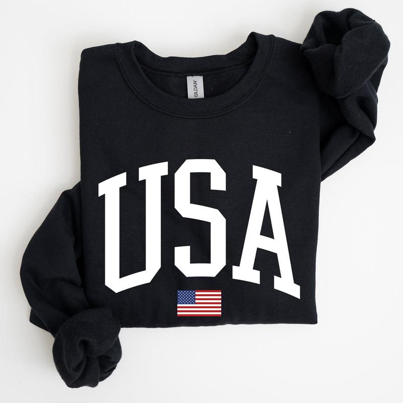 USA Flag, America, Patriotic, 4th of July Sweatshirt, Women's Crew Neck, Crewneck Casual Comfort Womenswear ComfortableÂ Graphic