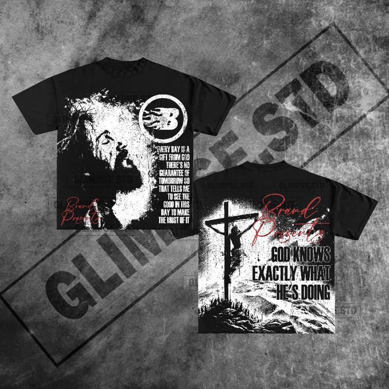 Y2K Graphic God Know Exactly What He's Doing Personalize Printed Tshirt Casual Cotton Crewneck Classic Menswear Soft