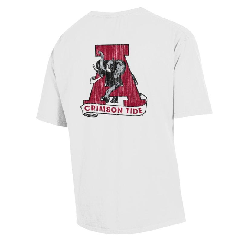 Alabama Crimson Tide White Vintage Logo T Shirt