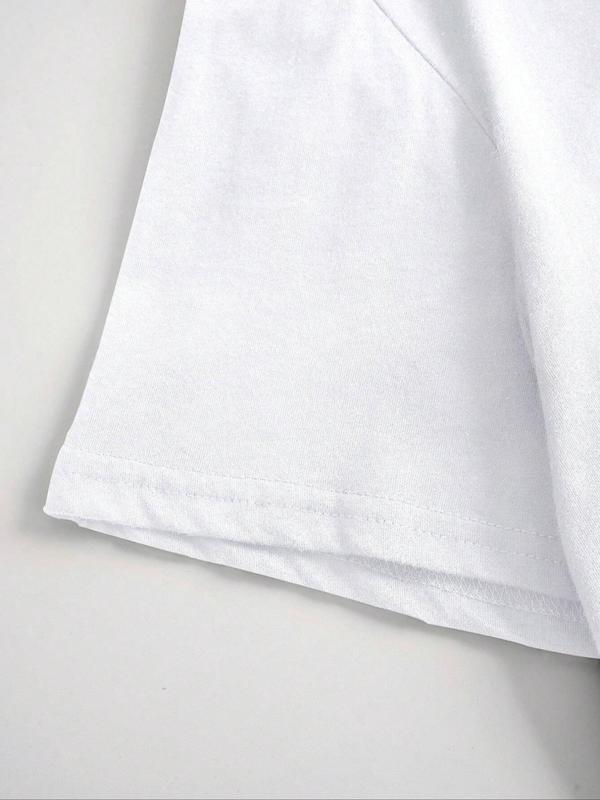 Women's Vintage Letter Print Round Neck Graphic Tee, Graphic Tees, Casual Short Sleeve T-Shirt for Summer, Fashion Women's Top for Daily Wear