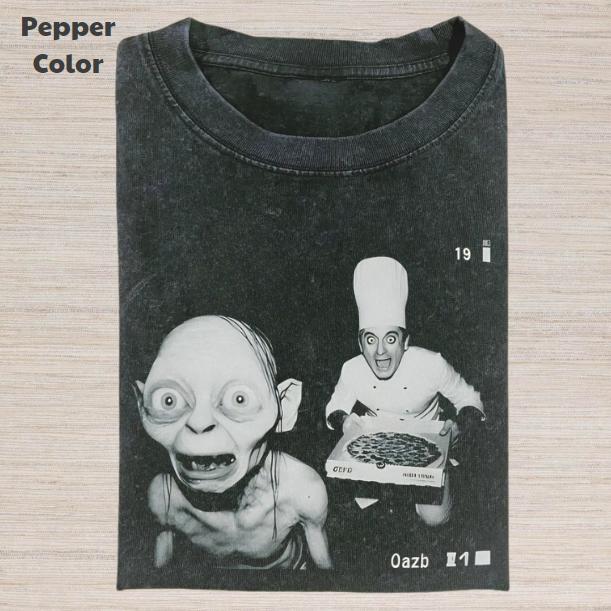 The Lord of the Rings Vintage Graphic Tee, Gollum Pizza T-Shirt, Movies Tee, Unisex Meme Cringe Funny Dumb Shirt, Menswear Womenswear Streetwear