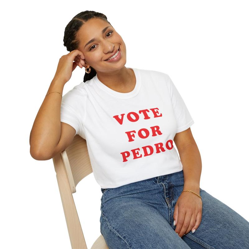 Vote For Pedro Unisex Softstyle T Shirt - Napoleon Dynamite Shirt - Movie Shirt - Funny Shirt - Joke Shirt - Talent Show Shirt - Gift for Men and Wome