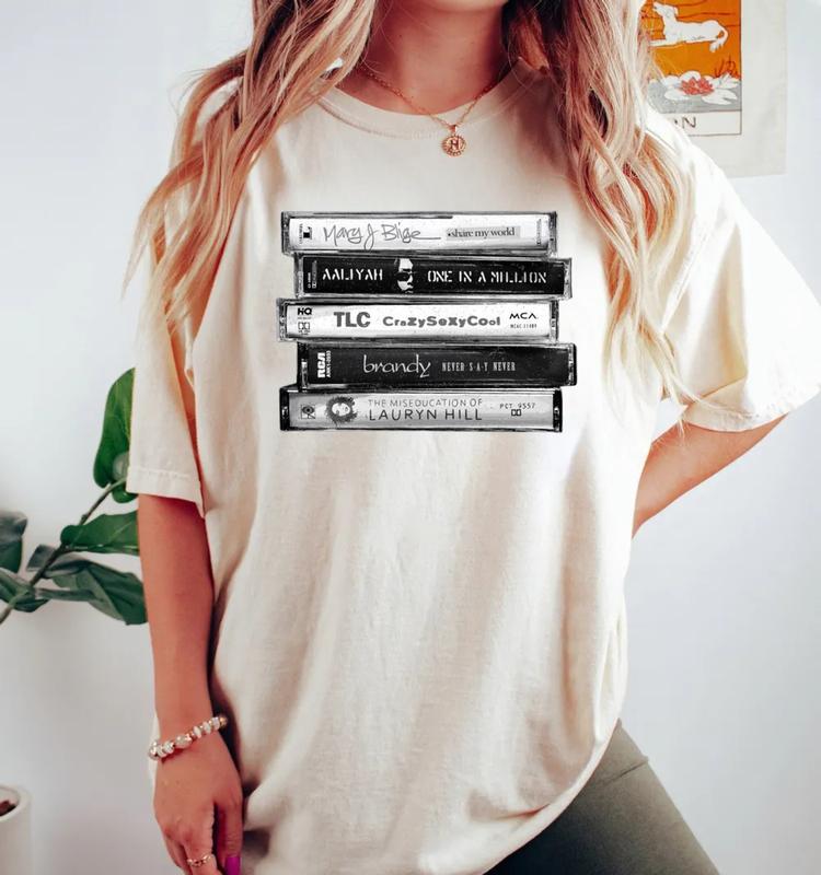 90s Female R&B Singers Tshirt Sweatshirt Hoodie, Rap Hip Hop Women Of The Nineties Music, Tape Cassette Stack, Unisex Sweater Pullover Tee