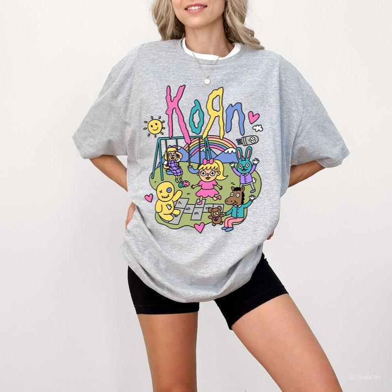 Korn Rainbow T-Shirt - Metal Music Shirt - Freak On a Leash Casual Cotton