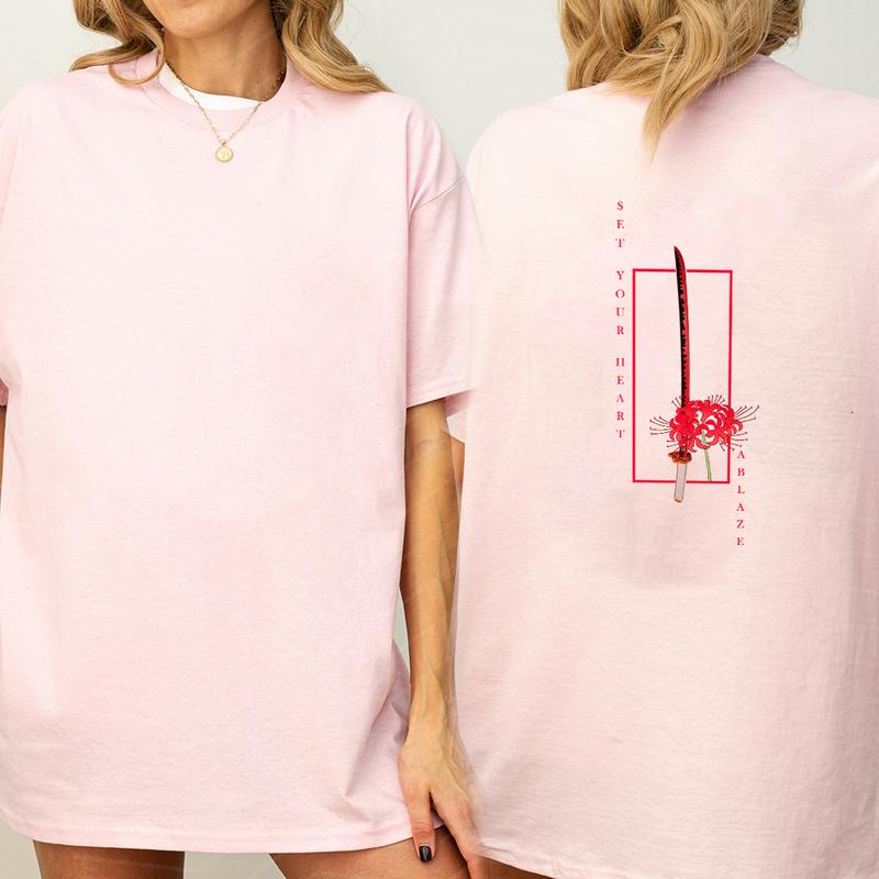 Set Your Heart Ablaze Shirt, Rengoku Flame Breathing t-shirt, Demon Slayer main characters shirt, Kimetsu No Yaiba t-shirt, anime sweatshirt hoodie, T