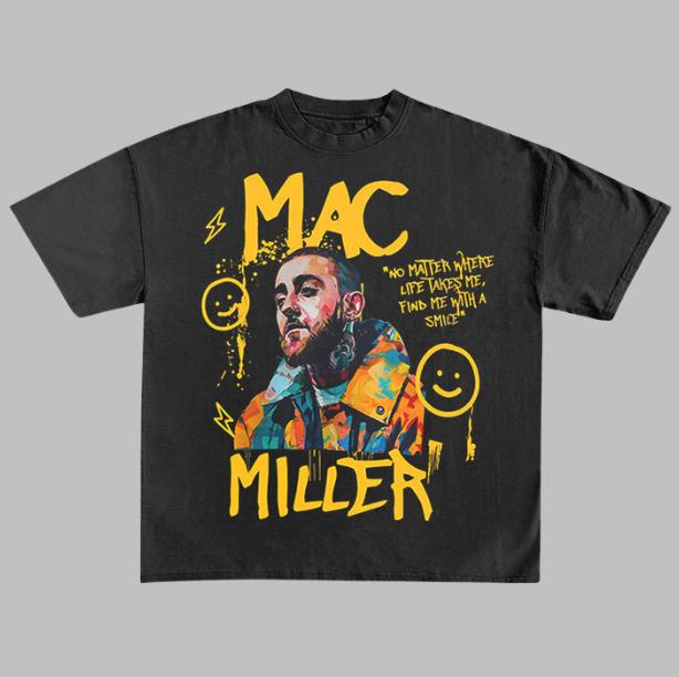 Rap Print T-Shirt, Mac Miller Vintage Tee, Music Rap Graphic Tee, Unisex Fashion Hip Hop Shirt Menswear Womenswear Streetwear