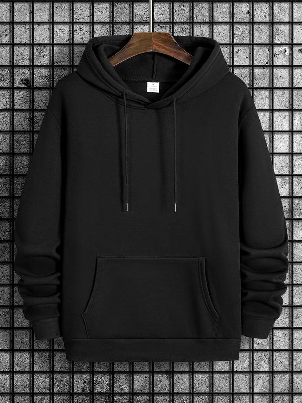 Unisex Men's Letter Print Long Sleeve Hoodie, Essentials Graphic Sweatshirt, Drawstring Pocket Menswear Top for Spring & Fall Daily Use