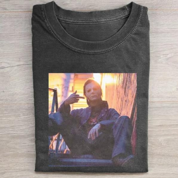 Vintage Halloween Graphic T-shirt, Michael Myers Middle Finger Tee, Horror Movie Shirt, Horror Character, Funny Halloween Shirt, Unisex T-Shirt