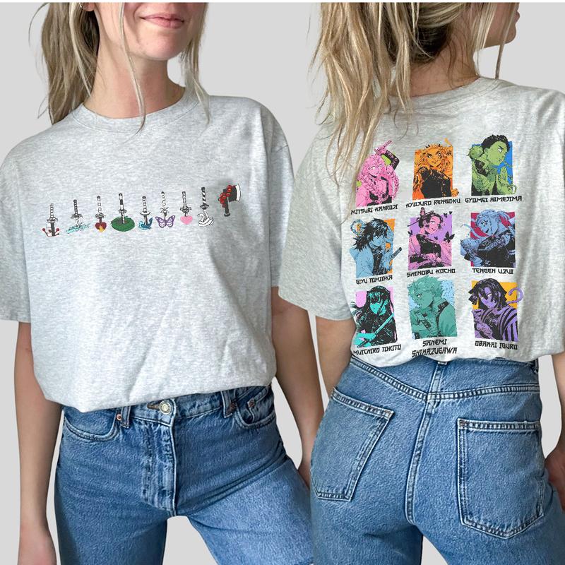 Hashira sword chibi style 2 sides shirt, Demon Slayer t-shirt, Anime sweatshirt hoodie, Anime lover t-shirt
