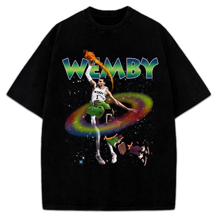 Victor Wembanyama Wemby Space Monstar Jam 90's Vintage Style Retro Custom Graphic Design T-Shirt
