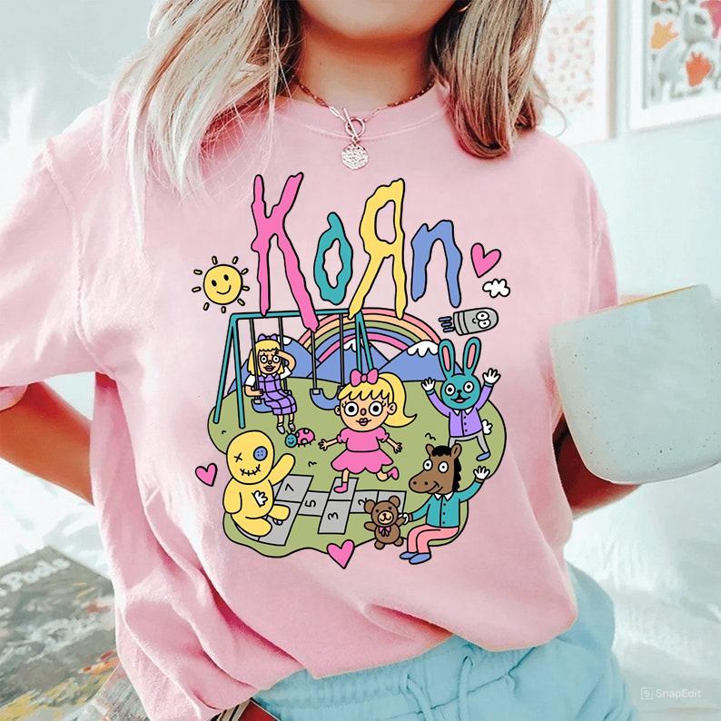 Korn Rainbow T-Shirt - Metal Music Shirt - Freak On a Leash Casual Cotton