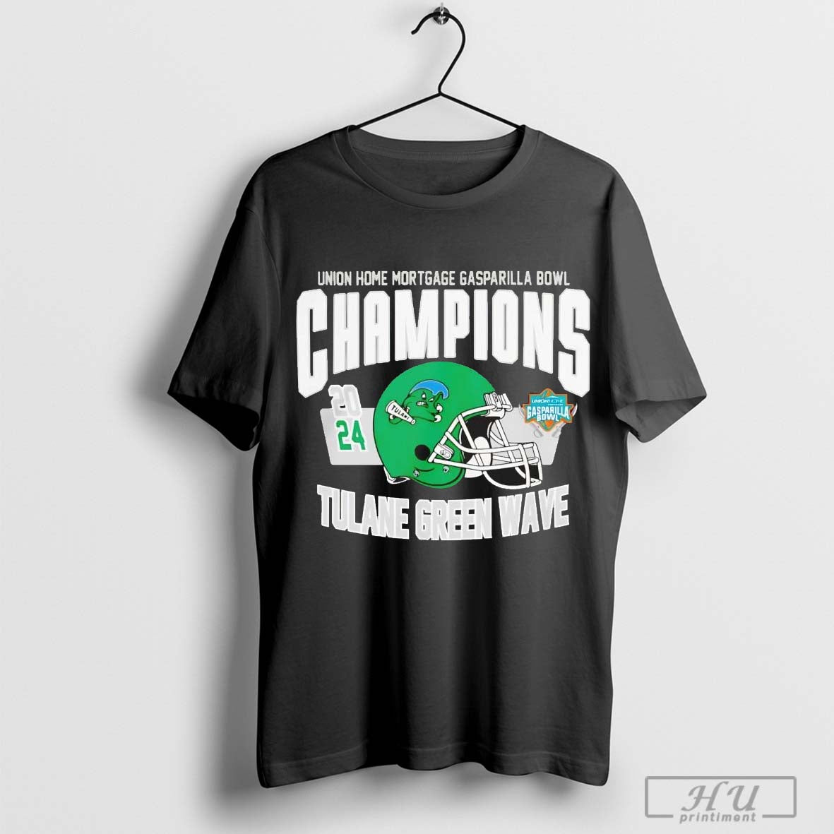 Tulane Green Wave 2024 Union Home Mortgage Gasparilla Bowl Champions Helmet  Shirt