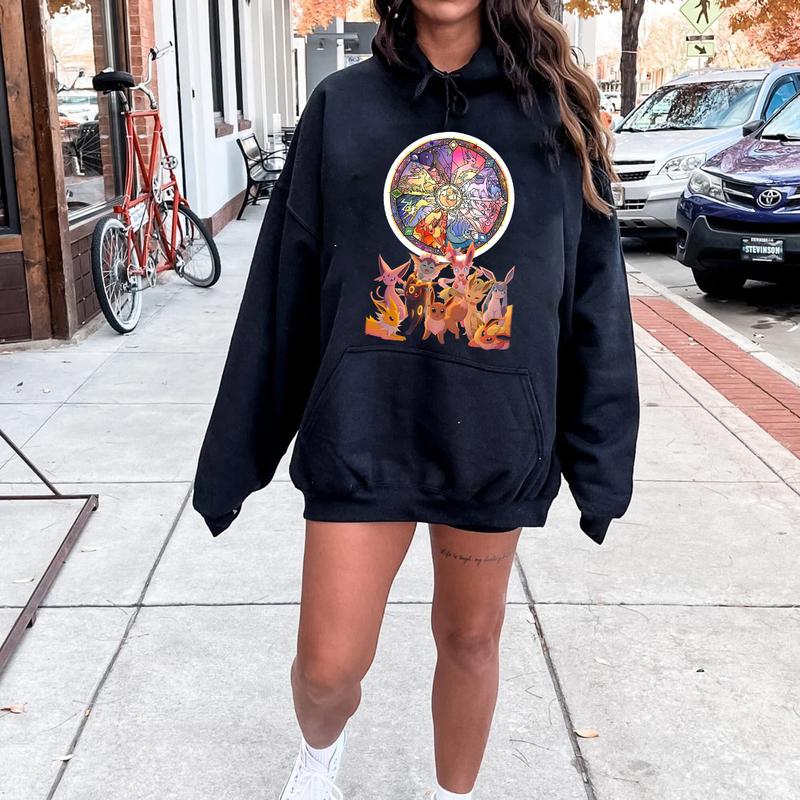 Eevee Evolutions Sweatshirt T-Shirt Hoodie, Eevee Eeveelution Sweatshirt, Eevee Pokemon Shirt, Slyveon, umbreon, Espeon, Flareon Anime, Pokemon Sweats