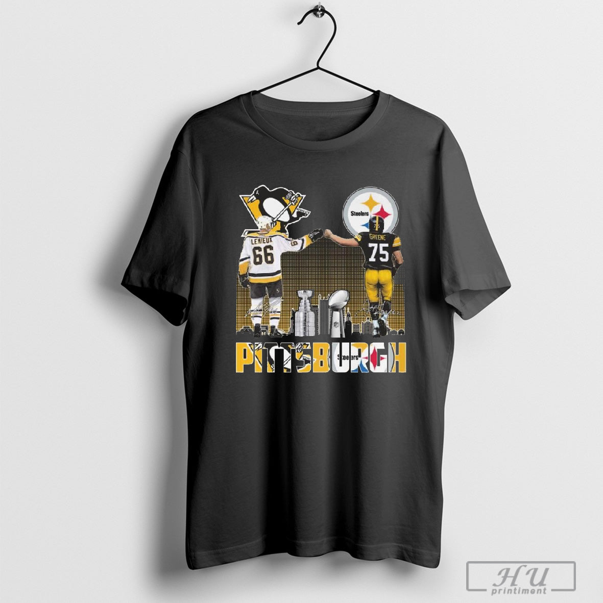 Pittsburgh Steelers Greene And Penguins Lemieux City Champions Signatures 2024 Shirt