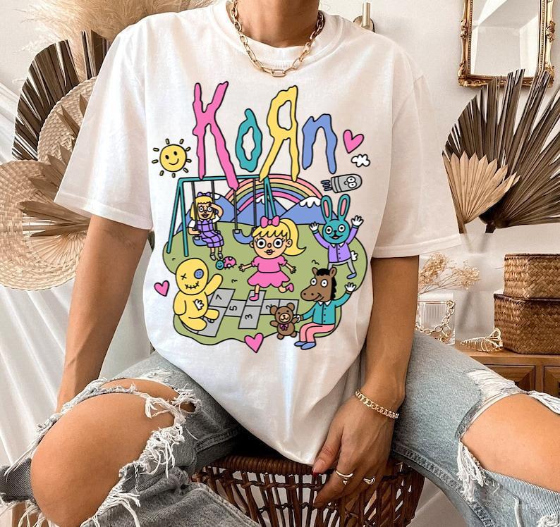 Korn Rainbow T-Shirt - Metal Music Shirt - Freak On a Leash Casual Cotton
