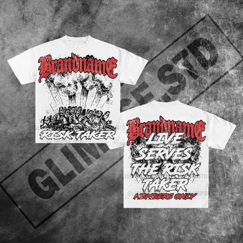 Y2K Graphic Live Serves The Risk Taker Personalize Printed Tshirt Casual Cotton