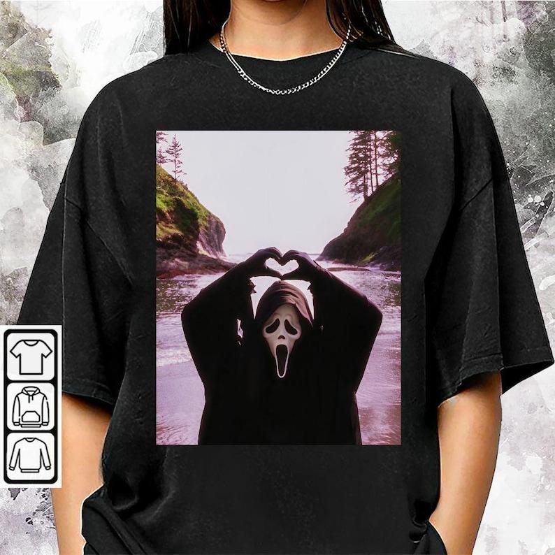 Ghost Killer Halloween Heart Hands Screamm Sweatshirt Hoodie, Horror Movie Gifts, Unisex Spooky Season Vibes Shirt, Screamm Movie Apparel