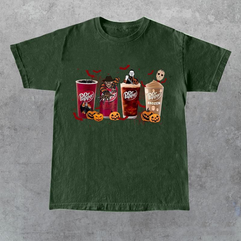 Dr Pepper Horror Shirt, Horror Movie Characters Shirt, Halloween Crewneck, Spooky Season, Halloween 2024 T-shirt