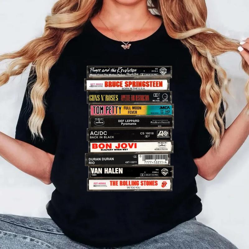Rock Cassettes Tape Tshirt Sweatshirt Hoodie, Rock Bands Shirt, 80s Rock And Roll, 80's Rock Cassette, Music Lover Gift, Unisex Sweater Pullover Tee