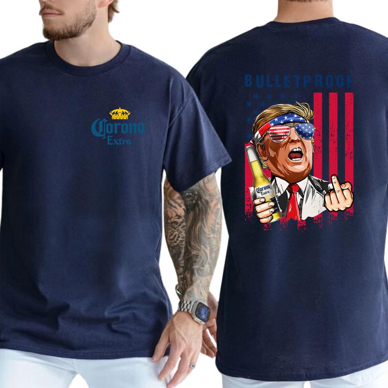 2-Side Bulletproof Funny T-Shirt, Corona Extra Beer T-Shirt Full Color, For Men ,Gift For men, Casual