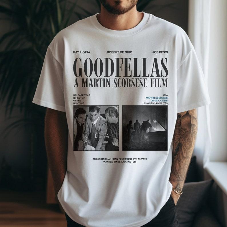Goodfellas Movie T-Shirt, Retro Martin Scorcese Gangster Mafia Film Graphic Tee Shirt, Goodfellas Godfather Mob Movie Memorabilia Gift