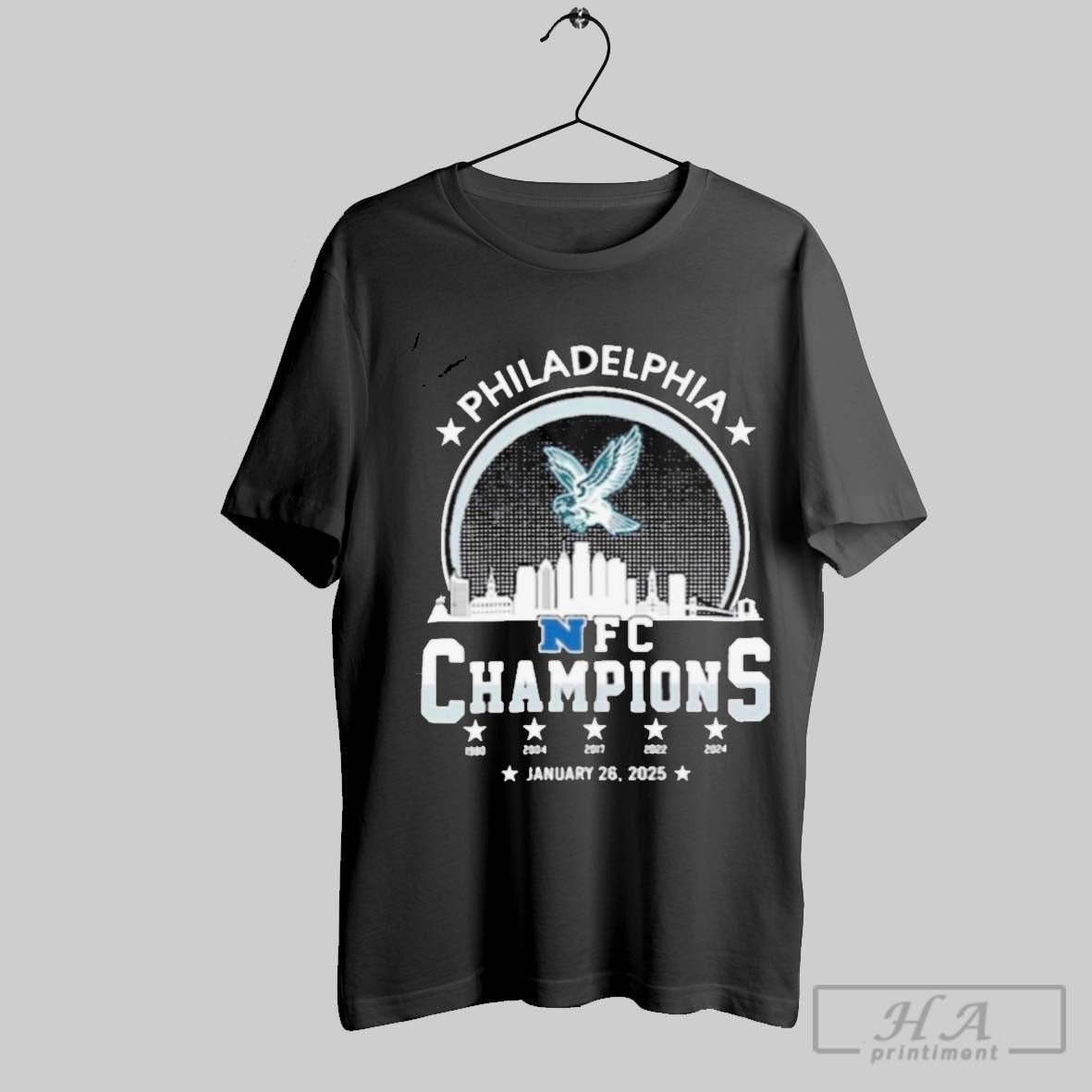Philadelphia Football 2024 2025 Nfc Champions National Football Champion Skyline Logo T Shirts