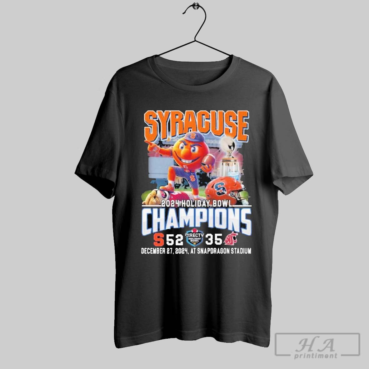 Official Syracuse Orange 2024 Holiday Bowl Champions Snapdragon Stadium Logo T Shirt