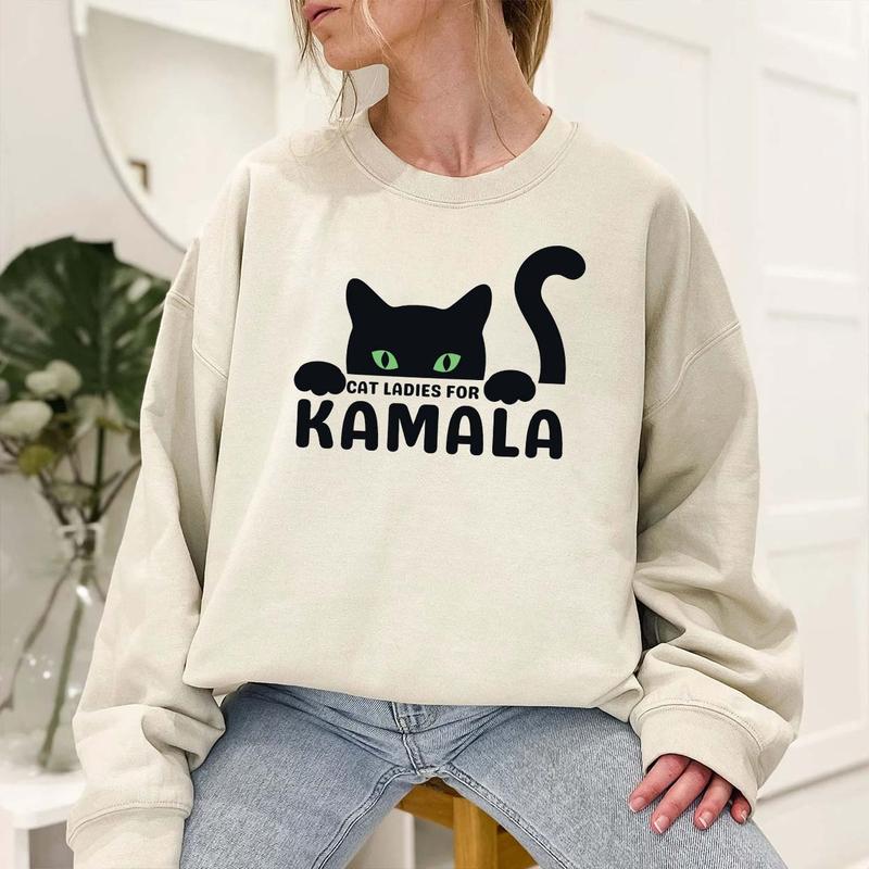 Cat Ladies For Kamala Shirt, Kamala Harris 2024 Shirt, Holiday Gift, Kamala For The People, Vice President, Democrat Print T-Shirt