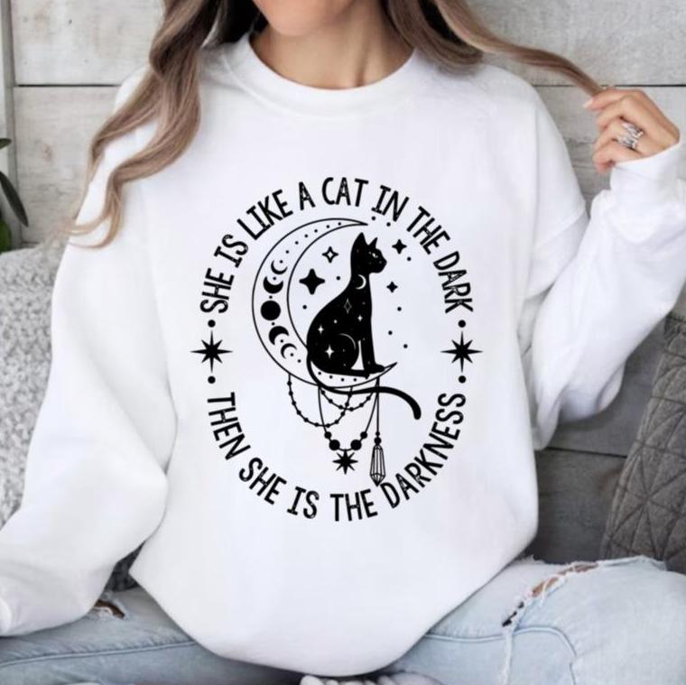 Retro Stevie Music Sweatshirt, Nicks Fans Tee Shirt, She Is Like A Cat In The Dark Shirt, Stevie Lovers Shirt, Cat Lover Shirt, Music Fans Shirt