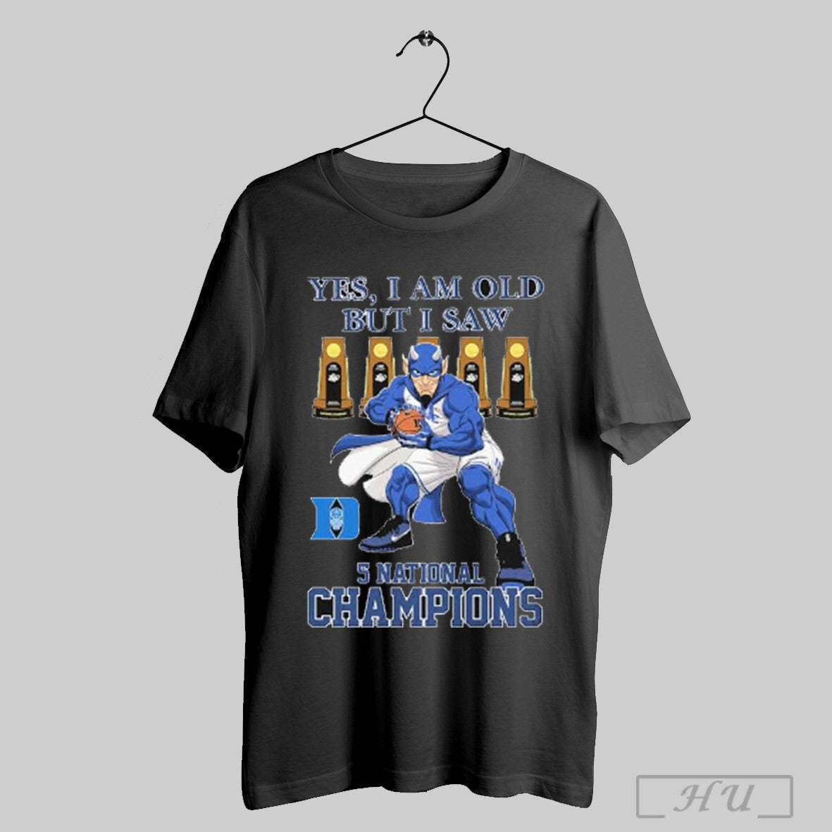 Trendy Duke Blue Devils Yes I Am Old But I Saw 5 National Champions Mascot T Shirts