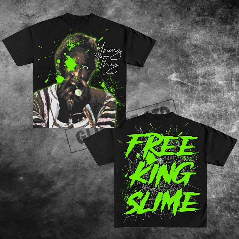 Y2K Graphic Free King Slime Personalize Printed Tshirt Casual Cotton Crewneck Menswear
