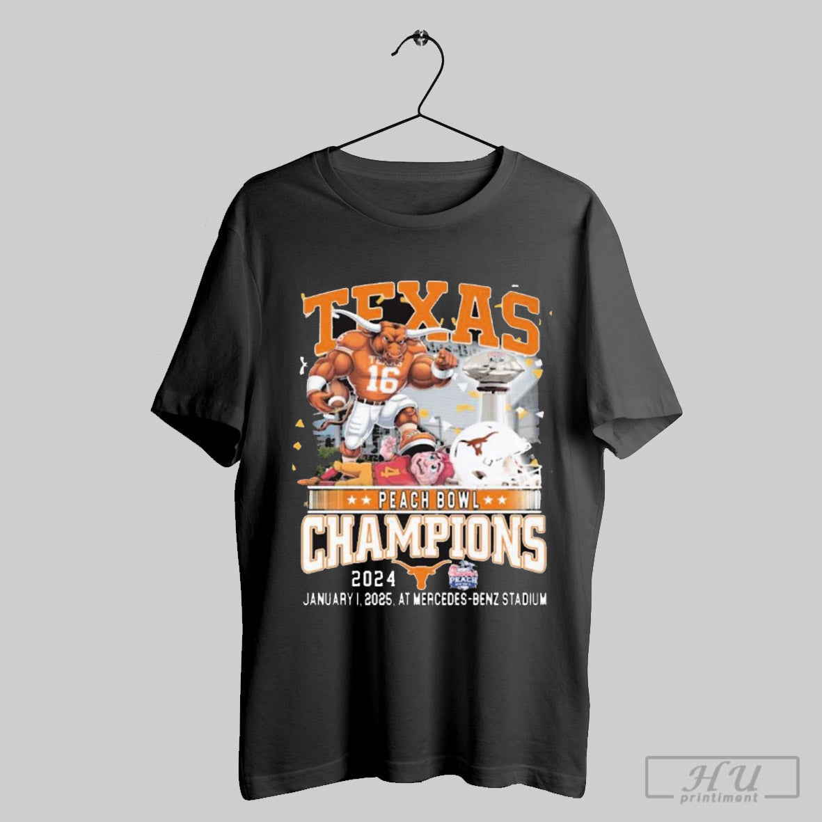 Texas Longhorns Vs Asu Peach Bowl January 1 2025 Champions At Mercedes Benz Stadium Mascot T Shirt