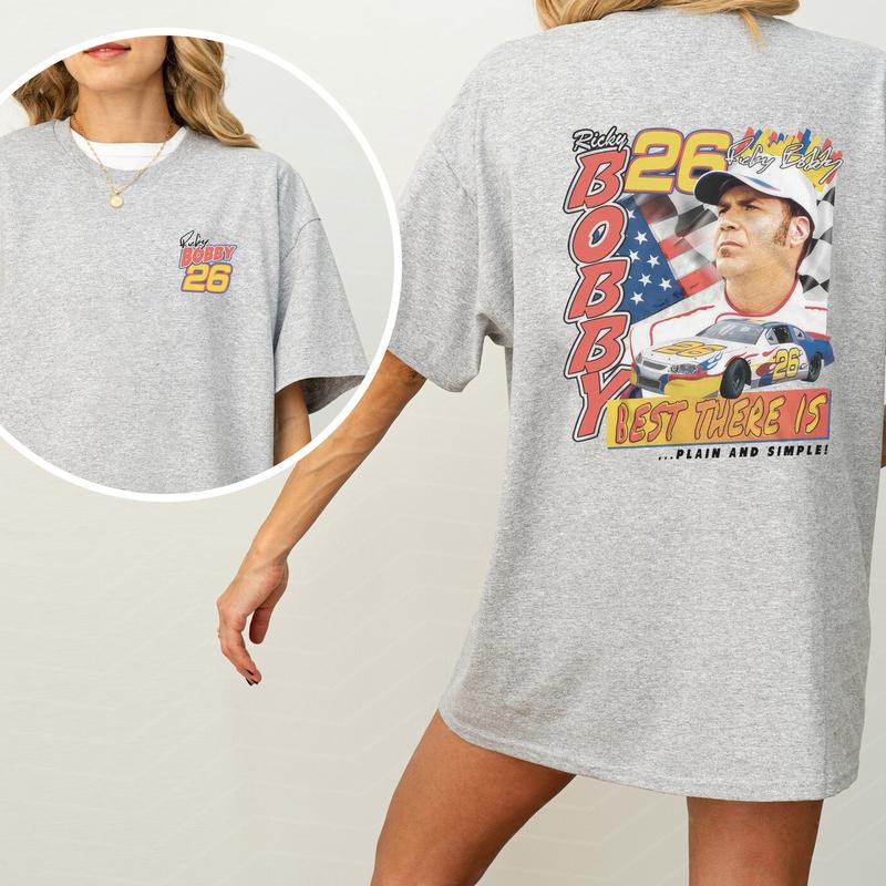Vintage Talladega Nights Graphic 2-Sided Shirt, Comfort Clothing, Soft Cotton Fabric Tshirt, Printed Women's Tops, Casual Womenswear