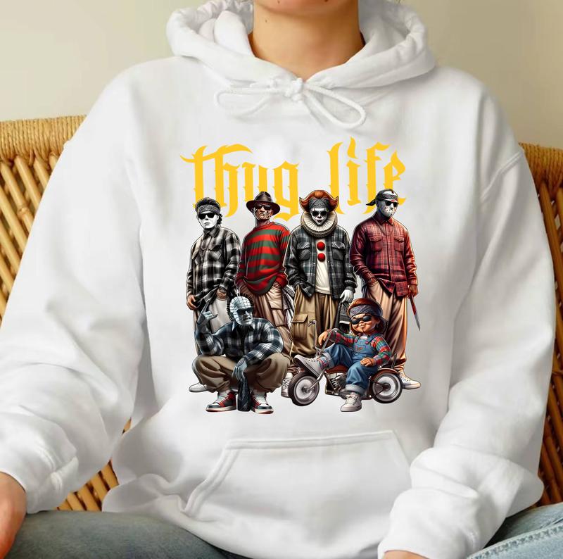 Halloween THUGLIFE Shirt, Halloween Horror Characters Shirt, Halloween Graphic Tee Shirt Unisex