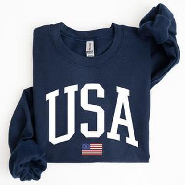 USA Flag, America, Patriotic, 4th of July Sweatshirt, Women's Crew Neck, Crewneck Casual Comfort Womenswear ComfortableÂ Graphic