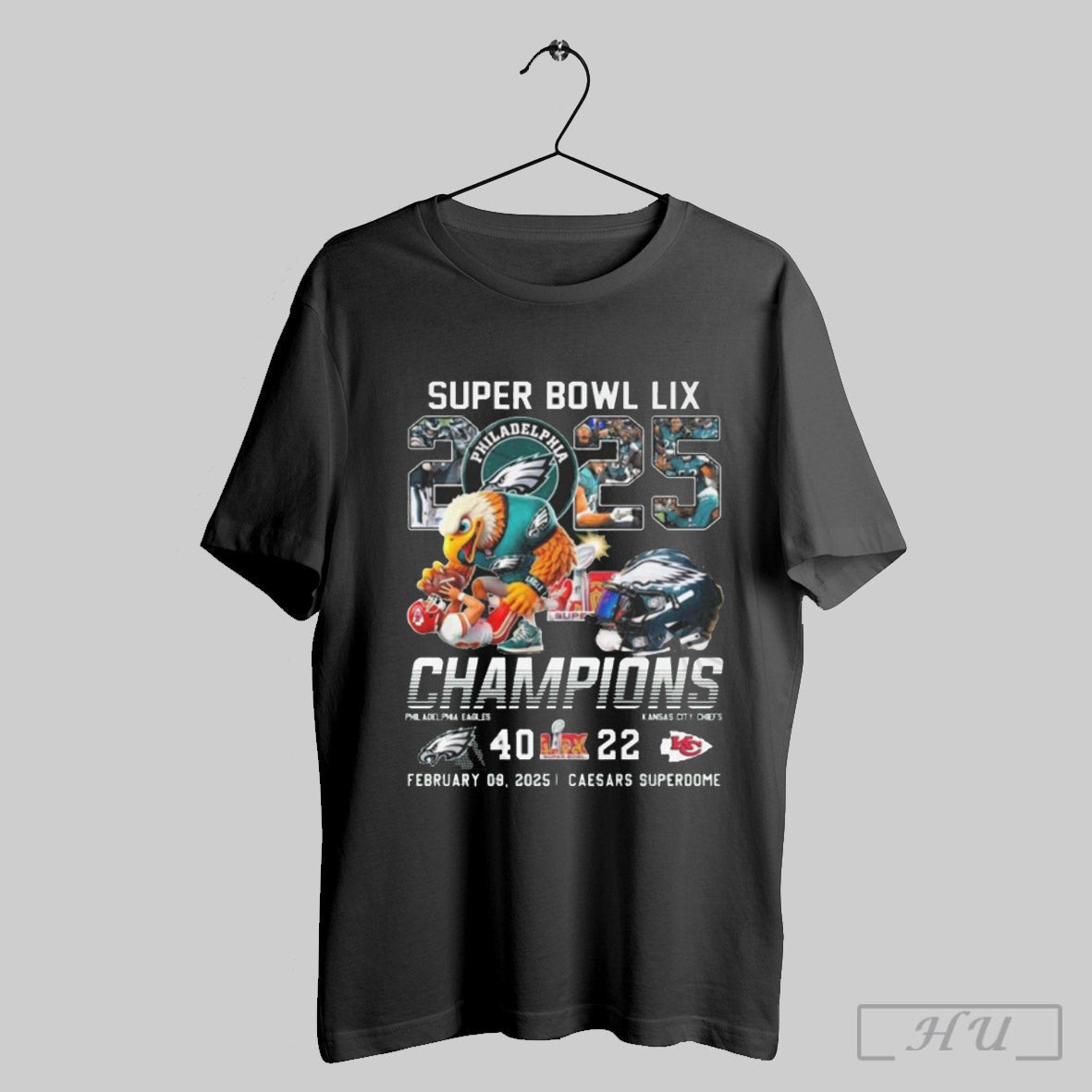 Trendy Super Bowl Lix 2025 Champions Philadelphia Eagles 40 22 Kansas City Chiefs February 09 2025 Caesars Superdome Mascot Shirt